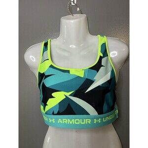Under Armour Sports Bra Womens Large Multi Abstract Crossback Compression Fit